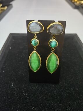 New-Turkish Green Glass Drop Earrings